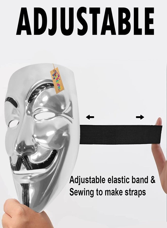 Western Era Stylish and Iconic V for Vendetta Silver, White & Black Cosplay Mask: Perfect for Fans of the Movie and Graphic Novel with its Distinctive Design and Comfortable Fit. (Combo Of 3) - Image 3